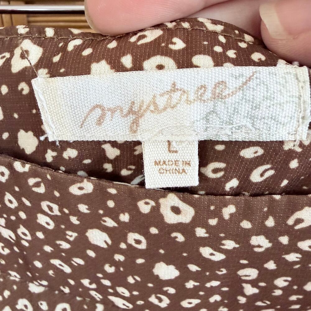 Mystree brown patchwork boho prairie cottagecore satin long skirt large autumn - Picture 3 of 6